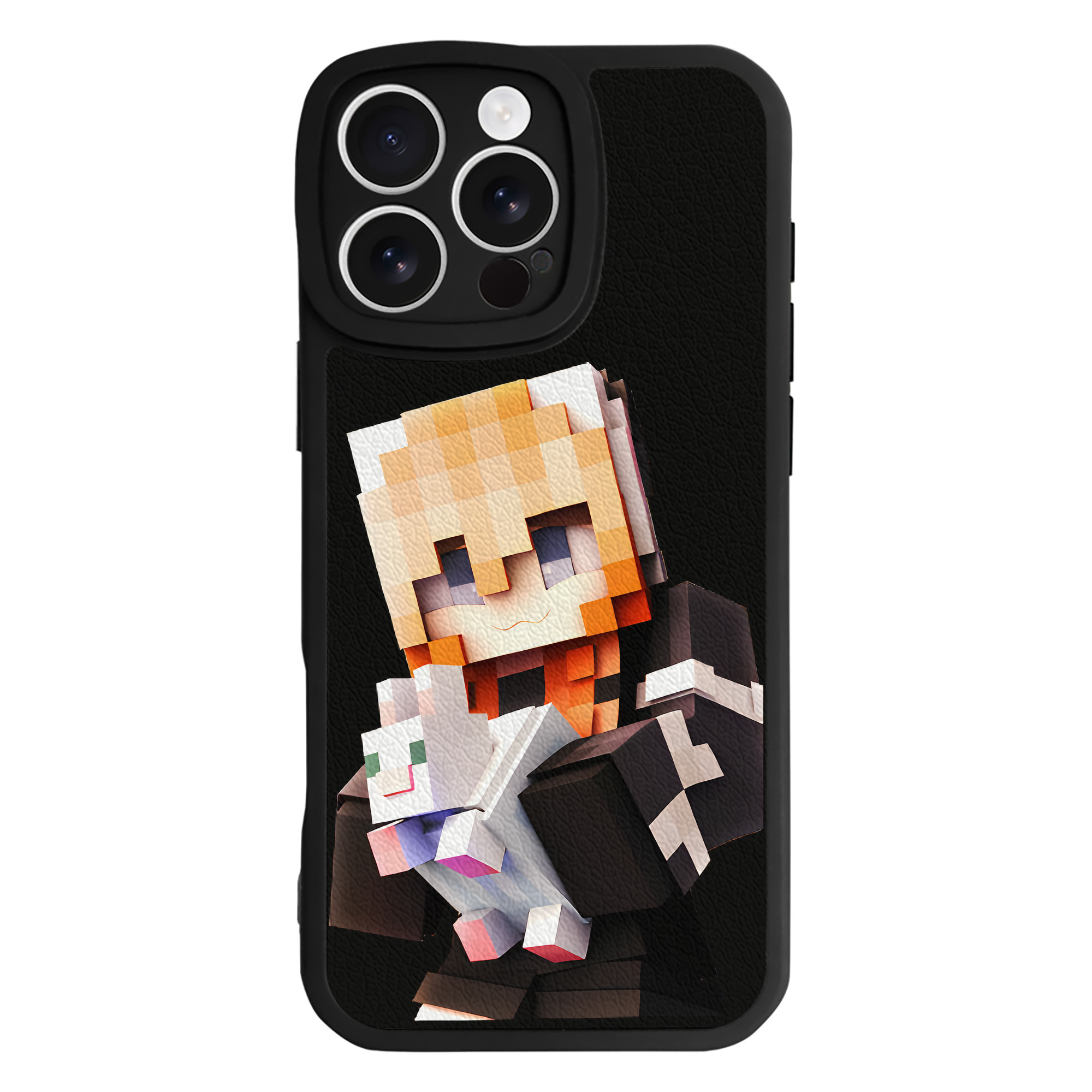 （画像用） マインクラフト ブロックの世界 Minecraft MC Block world 【iPhone 16シリーズ対応】シリコンスマホケース（レザー調） 材質：シリコン